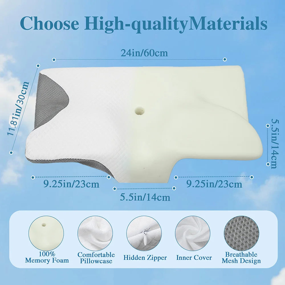 Butterfly Sleep Memory Neck Pillow Slow Rebound Comfortable Memory Foam Sleep Pillow Cervical Orthopedic Neck Massage Bed Pillow